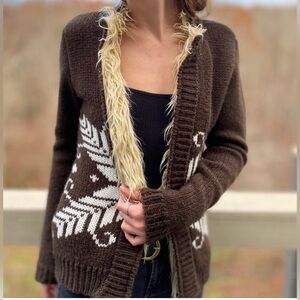 Willow & Clay Brown Cardigan with White Pattern Size S